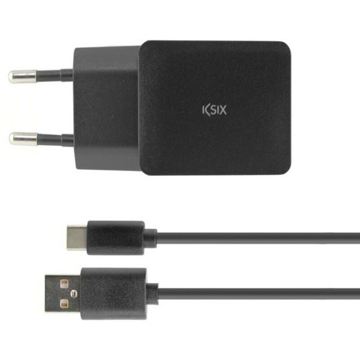 Zidni punjač + Kabel USB A u USB C KSIX USB Crna